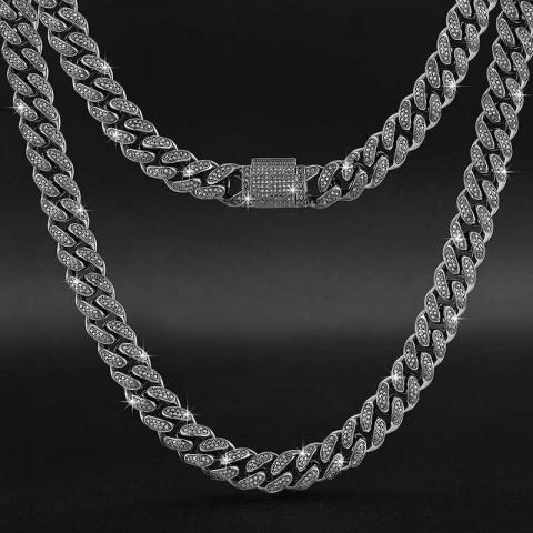 Snake Chain Unisex VVS Moissanite Pendant Necklace, 18K Gold Plated