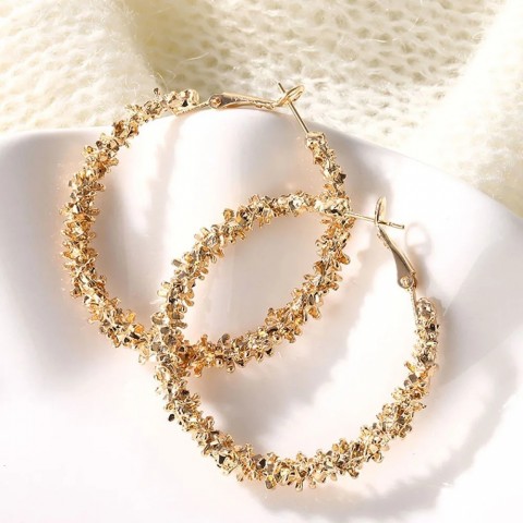 Huitan Gold & Silver Hoop Earrings for Women - Classic Loop Style