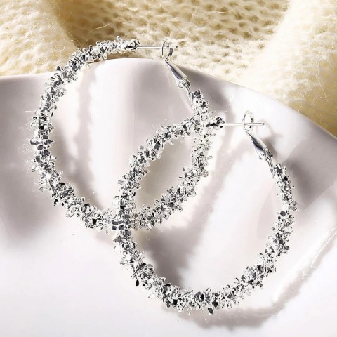 Huitan Gold & Silver Hoop Earrings for Women - Classic Loop Style