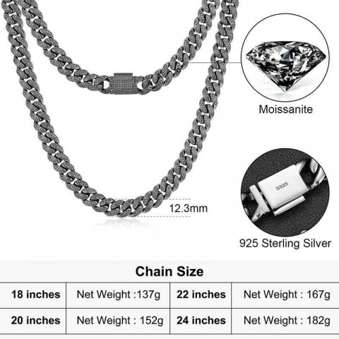 Snake Chain Unisex VVS Moissanite Pendant Necklace, 18K Gold Plated