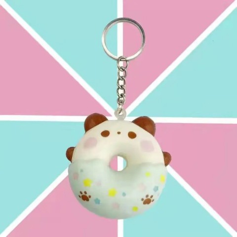 Squishy Donut Keychain, Stress Relief Toy, Cute Kawaii Decor, Fun Mini Pendant Gift