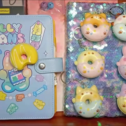 Squishy Donut Keychain, Stress Relief Toy, Cute Kawaii Decor, Fun Mini Pendant Gift
