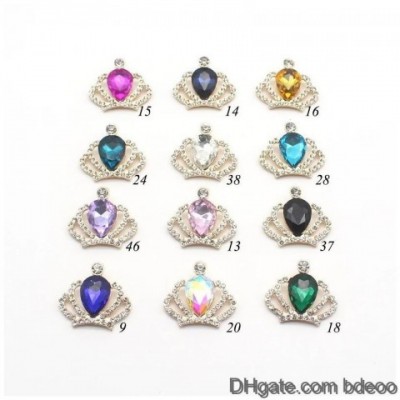 Charms Drop Delivery Jewelry Findings 28.5x31.5mm Alloy Crown Diamond Buckle Flower Plate Accessories