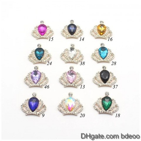 Charms Drop Delivery Jewelry Findings 28.5x31.5mm Alloy Crown Diamond Buckle Flower Plate Accessories