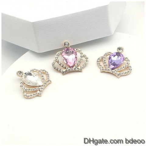 Charms Drop Delivery Jewelry Findings 28.5x31.5mm Alloy Crown Diamond Buckle Flower Plate Accessories