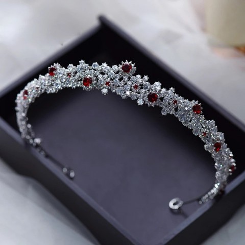 Bridal Burgundy CZ Crystal Wedding Tiaras for Women