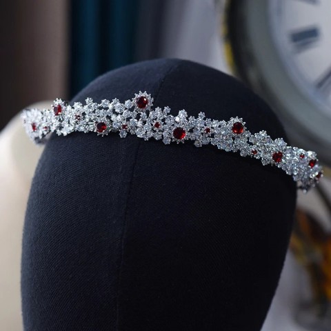 Bridal Burgundy CZ Crystal Wedding Tiaras for Women