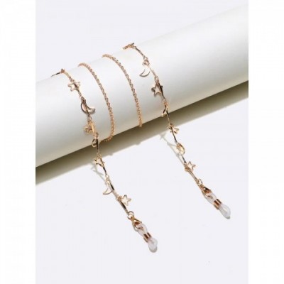 Gl1313 Women's Handmade Metal Eyeglass Chain with Holographic Moon and Star Design Anti-Slip and Durable 241108