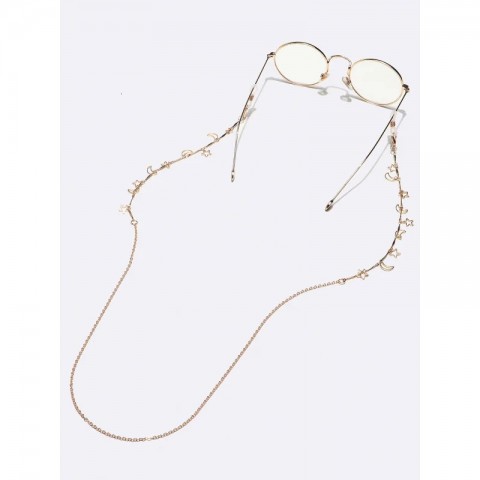 Gl1313 Women's Handmade Metal Eyeglass Chain with Holographic Moon and Star Design Anti-Slip and Durable 241108