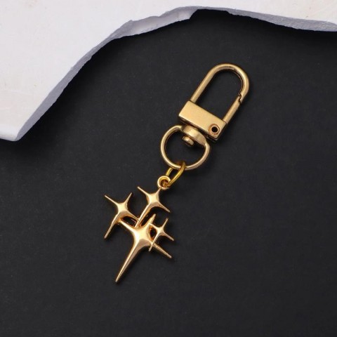 Golden Star Keychain for Women & Men - Y2K Style Metal Keyring with Turnbuckle