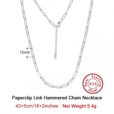 Strands Strings ORSA JEWELS 14K Gold Plated Sterling Silver Paperclip Chain Necklace 69.312mm Women Men SC39