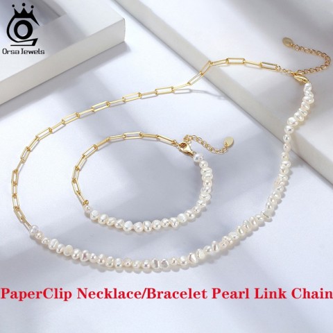 Strands Strings ORSA JEWELS 14K Gold Plated Sterling Silver Paperclip Chain Necklace 69.312mm Women Men SC39