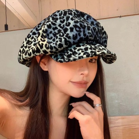Leopard Print Beret Hats for Women - Summer & Autumn Fashion, Retro Y2K Style