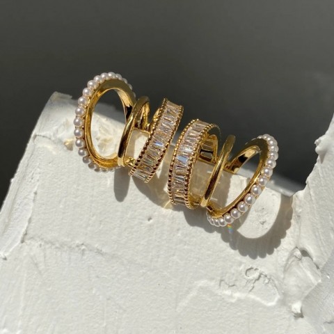 Elegant Women's Wedding Rhinestone C-Shaped Multi-Layer Pearl Ear Cuffs Earrings 250103