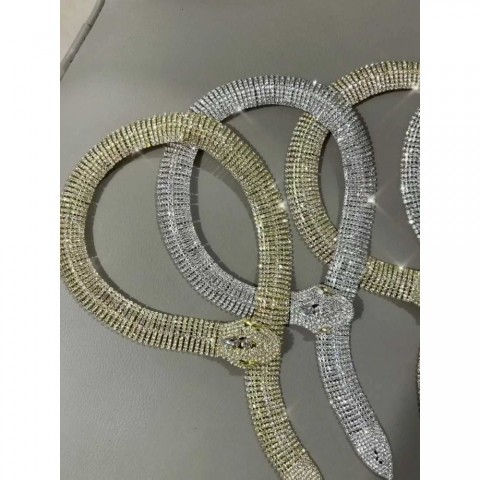 European American Fashion Full Diamond Snake Head Necklace XJ250114