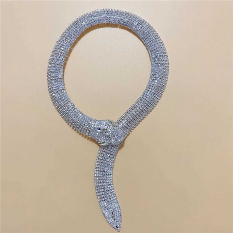 European American Fashion Full Diamond Snake Head Necklace XJ250114