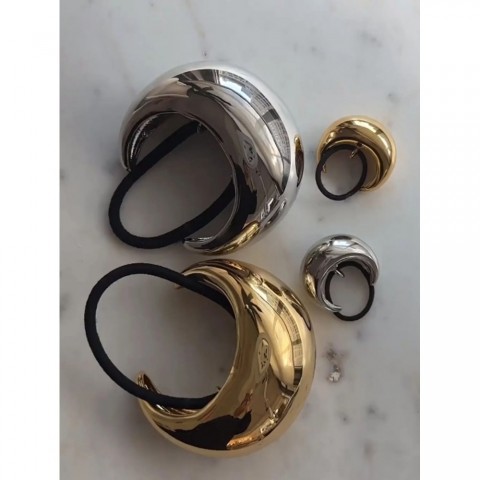 Uworld Women's 18k Gold Plated Stainless Steel Mini Dome Cuff Hair Accessory