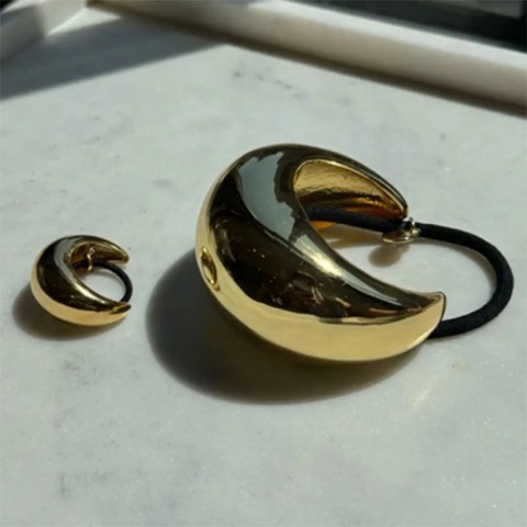 Uworld Women's 18k Gold Plated Stainless Steel Mini Dome Cuff Hair Accessory