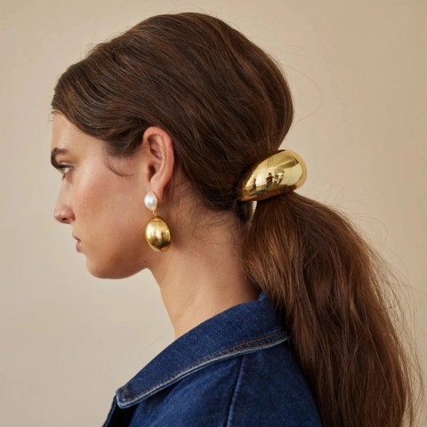 Uworld Women's 18k Gold Plated Stainless Steel Mini Dome Cuff Hair Accessory