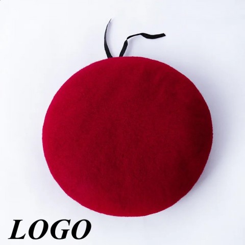 Custom Unisex Adjustable Wool Beret with PU Edge