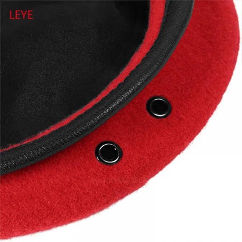 Custom Unisex Adjustable Wool Beret with PU Edge