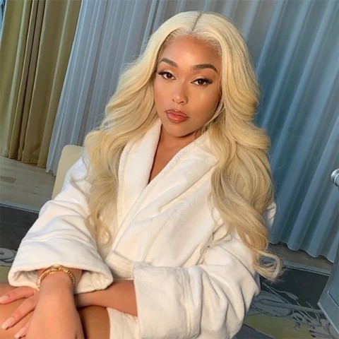 HD Frontal Honey Blonde Body Wave Wig with Synthetic Highlights