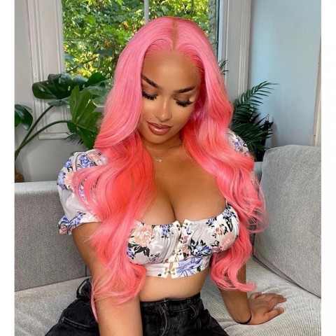 HD Frontal Honey Blonde Body Wave Wig with Synthetic Highlights