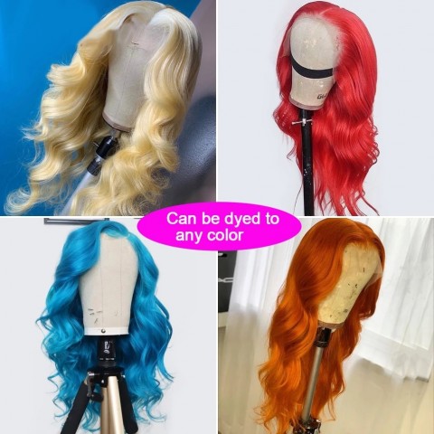 HD Frontal Honey Blonde Body Wave Wig with Synthetic Highlights