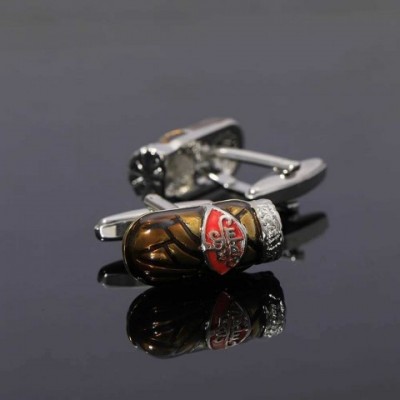 Punk Style 14K Gold Plated Cuban Cufflinks for Men - White Kirsite Circular Design B1422