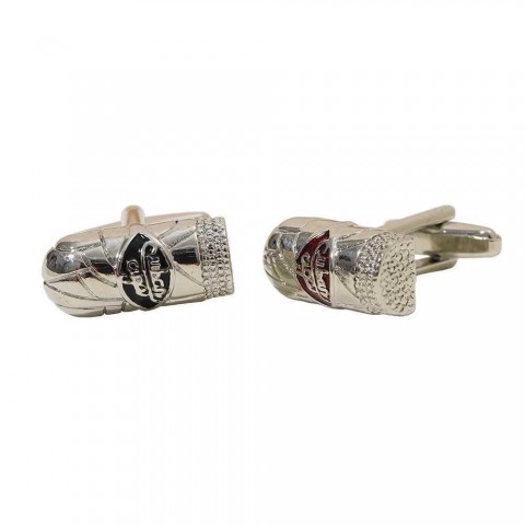 Punk Style 14K Gold Plated Cuban Cufflinks for Men - White Kirsite Circular Design B1422