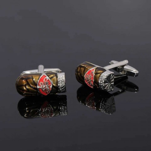Punk Style 14K Gold Plated Cuban Cufflinks for Men - White Kirsite Circular Design B1422