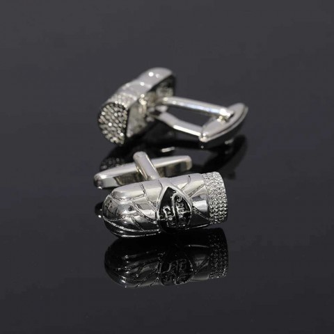Punk Style 14K Gold Plated Cuban Cufflinks for Men - White Kirsite Circular Design B1422