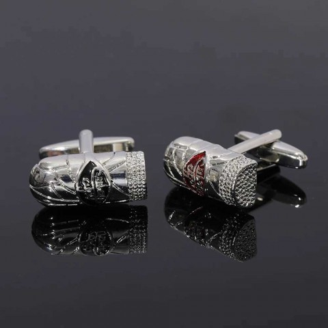 Punk Style 14K Gold Plated Cuban Cufflinks for Men - White Kirsite Circular Design B1422