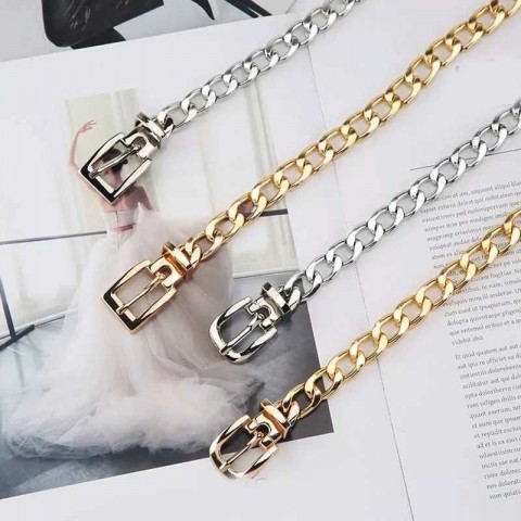 Punk Metal Chain Belt for Women - Gold & Silver Tattoo Suspender X2504101