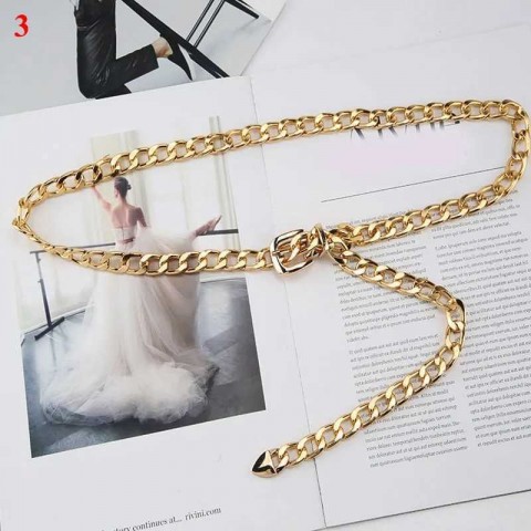 Punk Metal Chain Belt for Women - Gold & Silver Tattoo Suspender X2504101