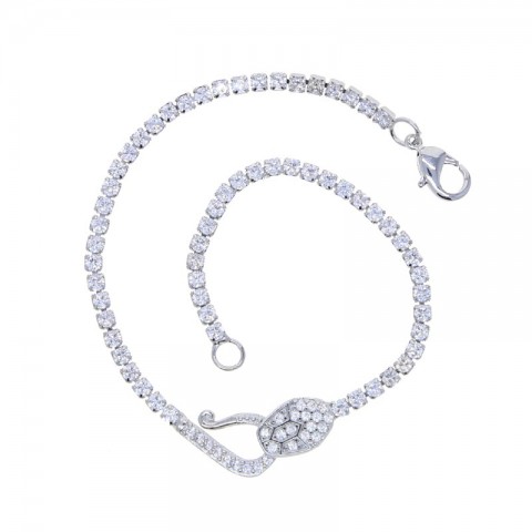 Iced Out Women's Tennis Bracelet with CZ Stones - Snake Chain Jewelry