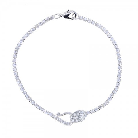 Iced Out Women's Tennis Bracelet with CZ Stones - Snake Chain Jewelry