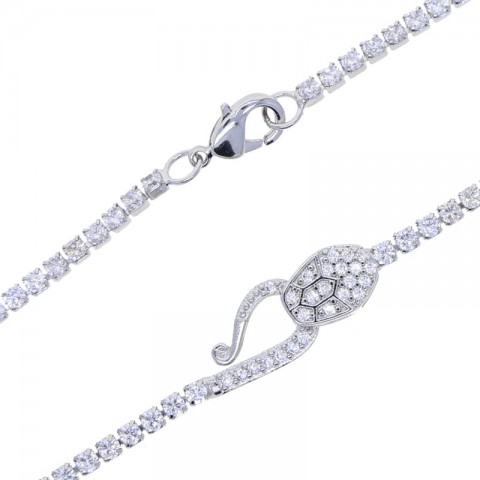 Iced Out Women's Tennis Bracelet with CZ Stones - Snake Chain Jewelry