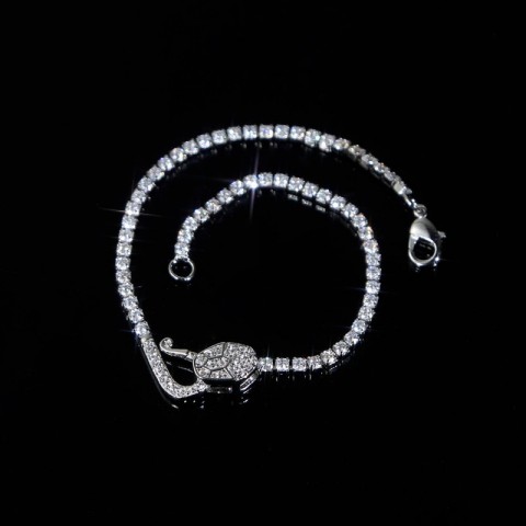 Iced Out Women's Tennis Bracelet with CZ Stones - Snake Chain Jewelry