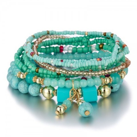 Trendy Bohemian Charm Bracelets for Women with Multilayer Beads