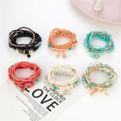 Trendy Bohemian Charm Bracelets for Women with Multilayer Beads