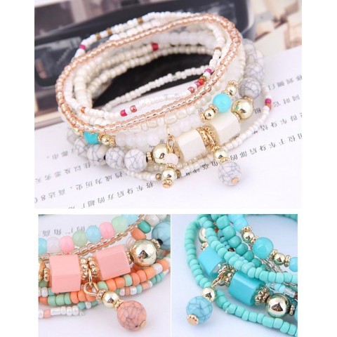 Trendy Bohemian Charm Bracelets for Women with Multilayer Beads