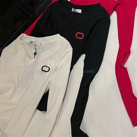 Women's Slim V-Neck Long Sleeve Casual Cotton Blend T-Shirt