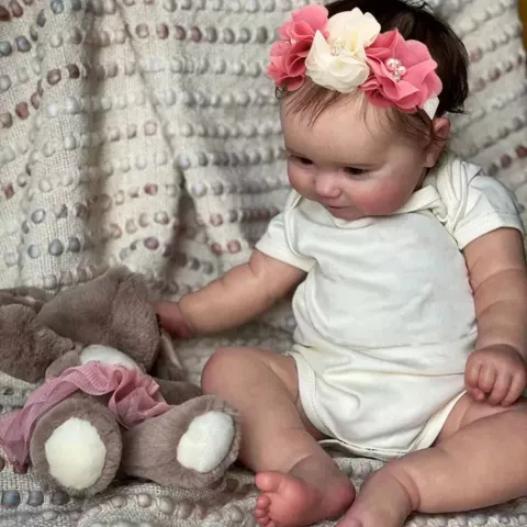 Silicone Reborn Doll Maddie 50CM Full Body with Handmade Hair & Visible Veins