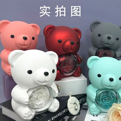 Eternal Gifts for Women: Teddy Bear with Necklace and Rotating Rose Jewelry Box