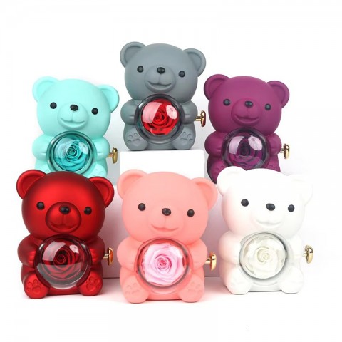 Eternal Gifts for Women: Teddy Bear with Necklace and Rotating Rose Jewelry Box