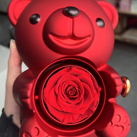Eternal Gifts for Women: Teddy Bear with Necklace and Rotating Rose Jewelry Box