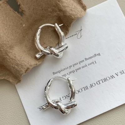 F.I.N.S Women's S925 Sterling Silver Bohemian Knot Hoop Earrings