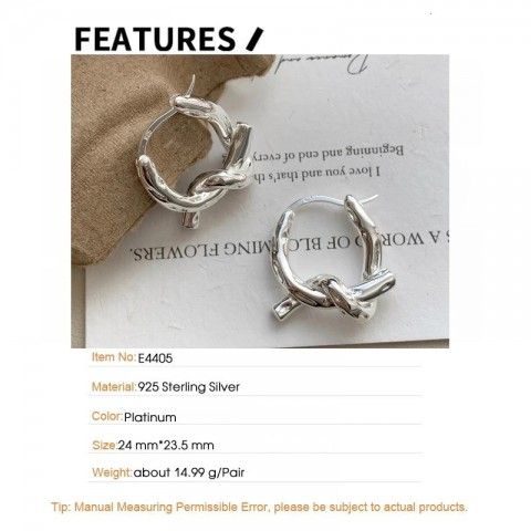 F.I.N.S Women's S925 Sterling Silver Bohemian Knot Hoop Earrings
