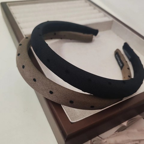Elegant Black Spot Retro Headband for Women - European Style Hair Accessory 250430